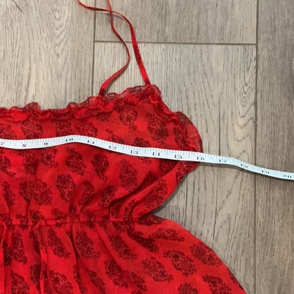 Victoria’s Secret Red Paisley Women's Babydoll Ruffle Nightgown Size Medium - Picture 7 of 9